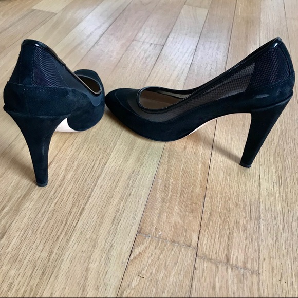 Diane von Furstenberg Black Suede Mesh Pumps - Picture 4 of 6
